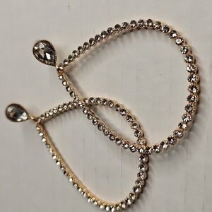 nOir Crystal Teardrop Earrings‎ w Faux Gold Base